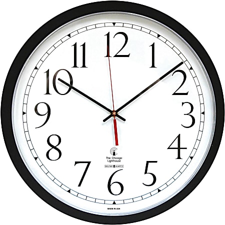 Chicago Lighthouse Self-set Clock - Analog - Quartz - White Main Dial - Black/Polystyrene Case - Contemporary Style