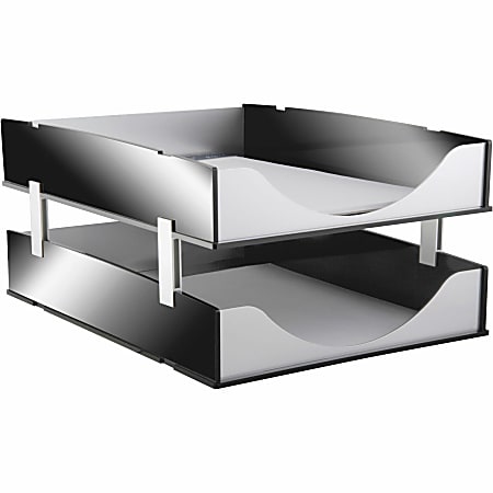 Kantek Stacking Support Set for Letter Trays - Acrylic - Silver - 1 Set