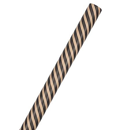 JAM Paper Wrapping Paper Striped 25 Sq Ft Black Brown Kraft