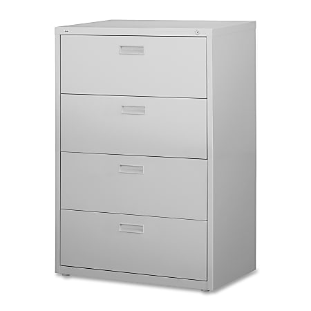 Lorell® 30"W x 18-5/8"D Lateral 4-Drawer File Cabinet, Light Gray