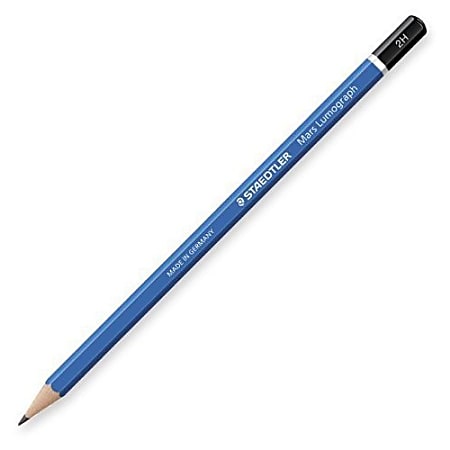 Staedtler Mars Lumograph Drawing/Sketching Pencils - 2H Lead - Gray Lead - Blue Wood Barrel - 1 Dozen