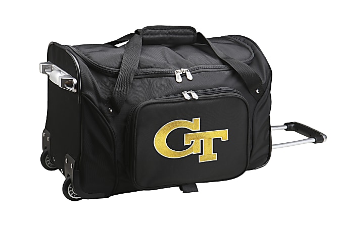Denco Sports Luggage Rolling Duffel Bag, Georgia Tech Yellow Jackets, 22"H x 12"W x 12"D, Black