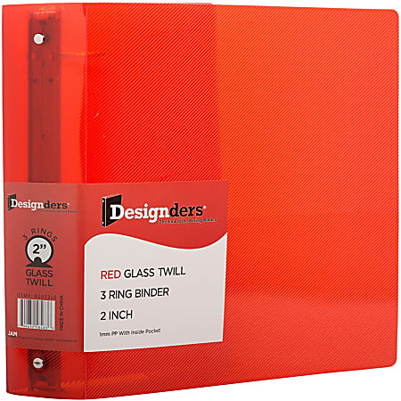 JAM PAPER 3 Ring Plastic Binder, 2 inch, Red, Sold Individually