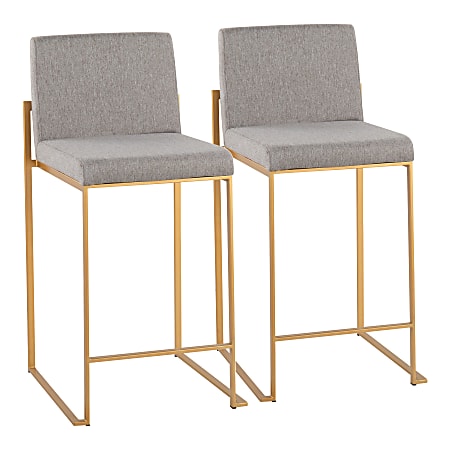 LumiSource Fuji Contemporary Counter Stools Gray Gold Set Of 2 Stools
