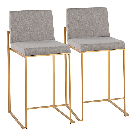 LumiSource Fuji Contemporary Counter Stools, Gray/Gold, Set Of 2 Stools