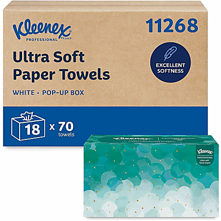 Kleenex® Ultra-Soft 1-Ply Paper Towels In Pop-Up Box, 70 Paper Sheets Per Pack, Case Of 18 Packs