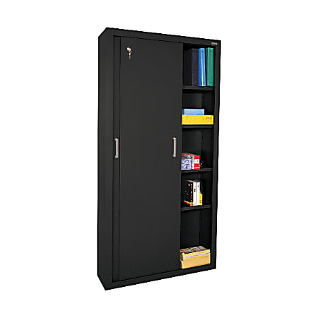 Sandusky® Sliding-Door Storage Cabinet, Black