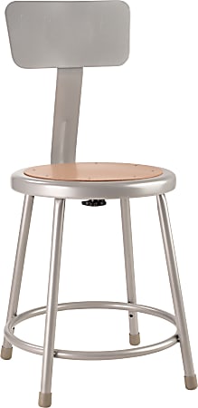National Public Seating Hardboard Stool With Back, 18"H,