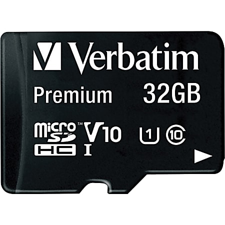 Verbatim 32GB Premium microSDHC Memory Card with Adapter, UHS-I V10 U1 Class 10 - 32GB