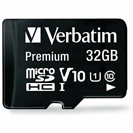 Verbatim 32GB Premium microSDHC Memory Card with Adapter, UHS-I V10 U1 Class 10 - 32GB