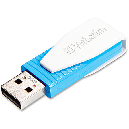 Verbatim 8GB Swivel USB Flash Drive - Caribbean Blue - 8GB - Caribbean Blue - 1 Pack - Swivel, Capless"