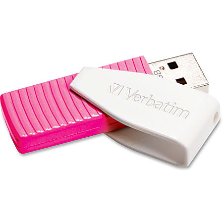 Verbatim 16GB Swivel USB Flash Drive - Hot Pink - 16 GB - Hot Pink - 1 Pack - Capless, Swivel"