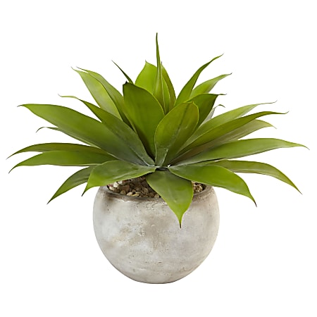 Nearly Natural Agave 24”H Artificial Plant With Sand Colored Bowl, 24”H x 28”W x 28”D, Green