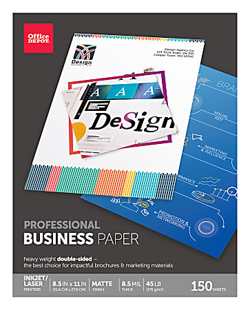 Office Depot® Brand Professional Business Paper, Matte, Double-Sided, Letter, White, Pack Of 150 Sheets
