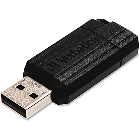 Verbatim® PinStripe USB Flash Drive, 128GB, Black