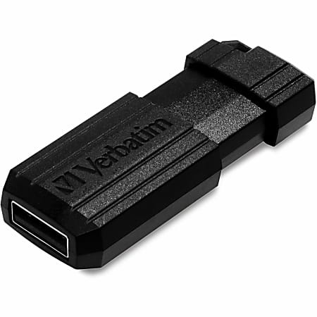 Verbatim® PinStripe USB Flash Drive, 128GB, Black