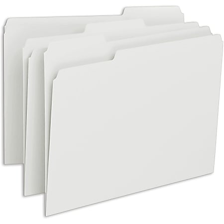 Smead Colored 1/3 Tab Cut Letter Recycled Top Tab File Folder - 8 1/2" x 11" - Top Tab Location - Assorted Position Tab Position - White - 10% - 100 / Box