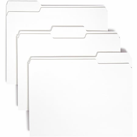 Smead Colored 1/3 Tab Cut Letter Recycled Top Tab File Folder - 8 1/2"x11" - Top Tab Location - Assorted Position Tab Position - White - 10% - 100/Box