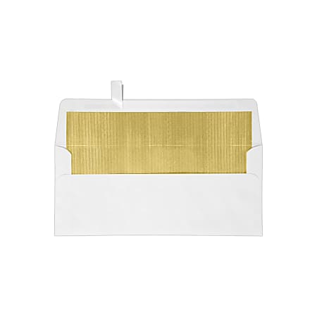 LUX #10 Foil-Lined Square-Flap Envelopes, Peel & Press Closure, White/Gold, Pack Of 250