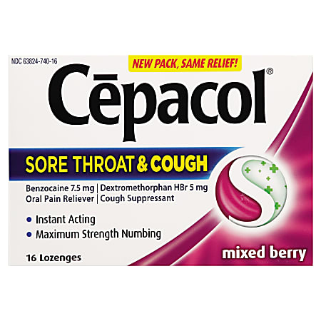 Cepacol Sore Throat and Cough Lozenges, Mixed Berry, 16 Lozenges
