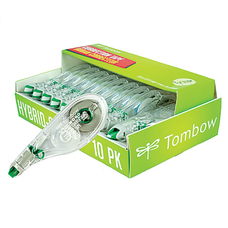 Tombow® Mono® Hybrid-Style Correction Tape, Single Line, 0.16" x 394", Clear, Pack Of 10