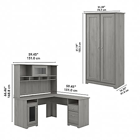 Bush Business Furniture Cabot 60 W L Shaped Corner Desk With Hutch