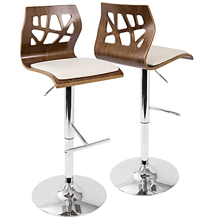 LumiSource Folia Bar Stool, Chrome/Walnut/Cream