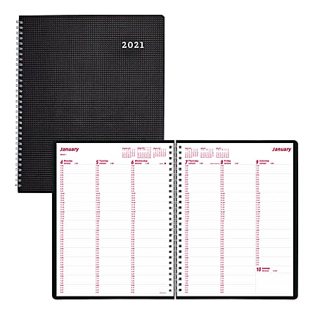 Brownline® Duraflex Weekly Planner, 11" x 8 1/2", 50% Recycled, FSC® Certified, Black, January to December 2021