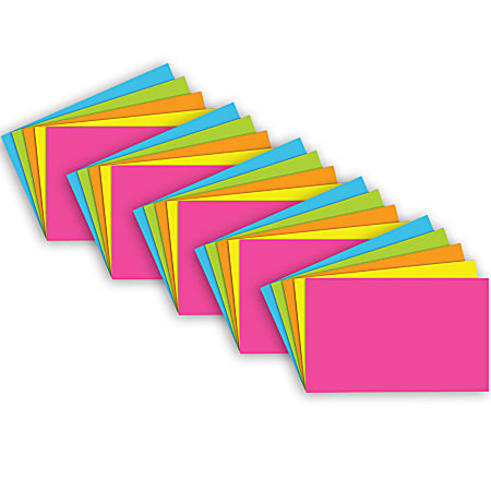 Top Notch Teacher Products® Brite Blank Index Cards, 5" x 8", Assorted Colors, 100 Cards Per Pack, Case Of 5 Packs