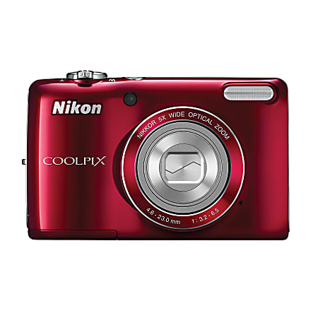 Nikon Coolpix L26 16.1 Megapixel Digital Camera Red - Office Depot