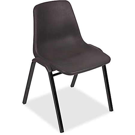 Lorell® Plastic, Plastic Back Stacking Chair 19 3/10" Seat Width, Black Seat/Black Frame, Quantity: 4