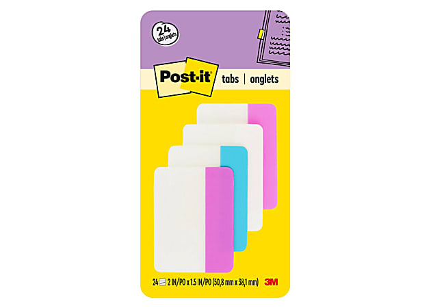 Post-it® Filing Tabs, 2 in. x 1.5 in., Pack of 24 Tabs