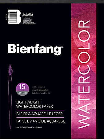 Bienfang Watercolor Pad, 9" x 12", White, Pad Of 15 Sheets