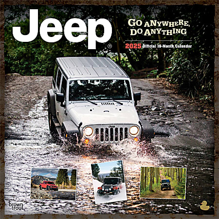 2025 BrownTrout Jeep OFFICIAL Monthly Plastic-Free Square Wall Calendar, 12" x 12", Cars and Trucks, January to December 2025, 9781975479794