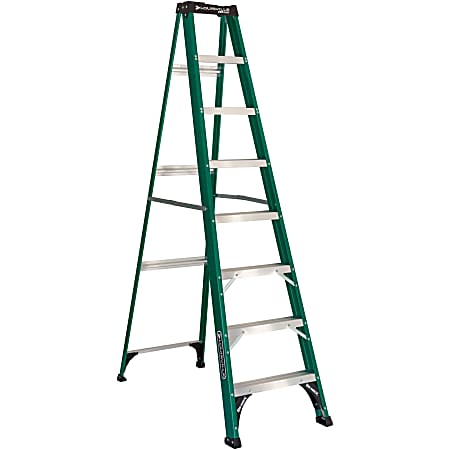 Louisville Ladders Fiberglass Standard Step Ladder - 225 lb Load Capacity96" - Green