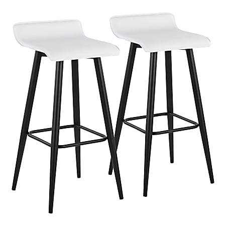 LumiSource Ale Fixed-Height Bar Stools, White/Black, Set Of 2 Stools