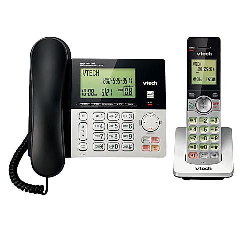 VTech CS6949 DECT 6.0 Standard Phone - Black, Silver - 1 x Phone Line - Speakerphone - Answering Machine - Hearing Aid Compatible