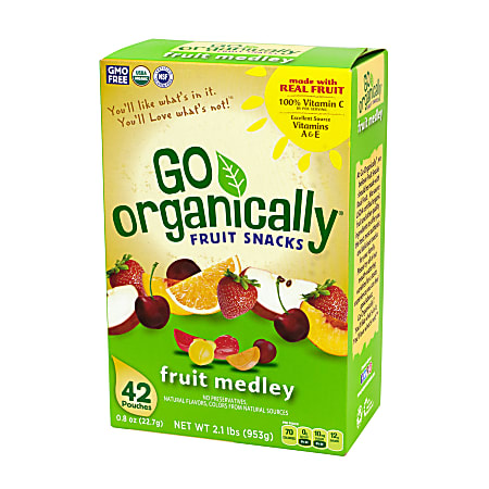 Go Organically Fruit Medley Fruit Snacks, Pack Of 42 Pouches