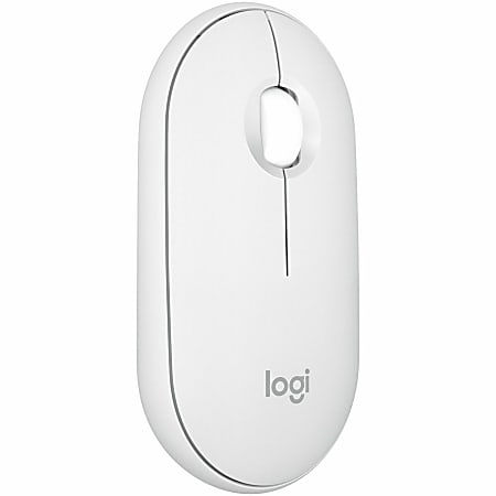 Logitech Pebble Mouse 2 M350s Slim Bluetooth Wireless Mouse, Portable, Customizable Button, Quiet Clicks, Tonal White - Optical - Wireless - Bluetooth - 4000 dpi - Scroll Wheel - 3 Button(s) - Symmetrical
