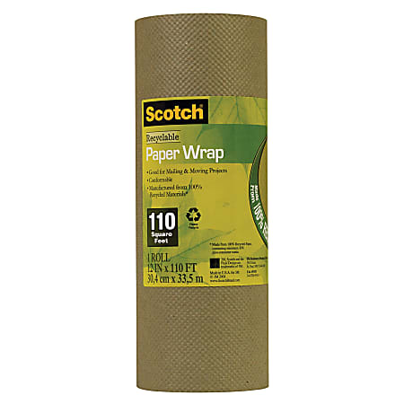 Scotch® 30% Recycled Paper Wrap, 12" x 110', Green
