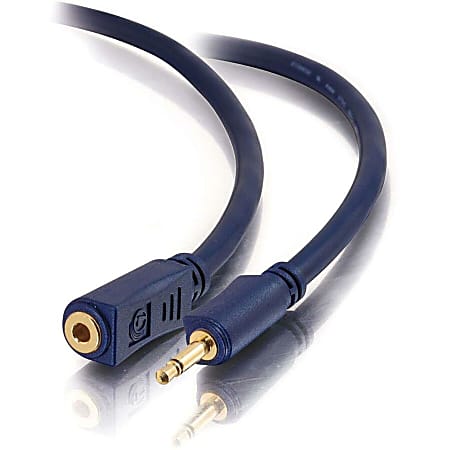C2G 1.5ft Velocity 3.5mm M/F Mono Audio Extension Cable - Mini-phone Male Mono - Mini-phone Female Mono - 1.5ft - Blue