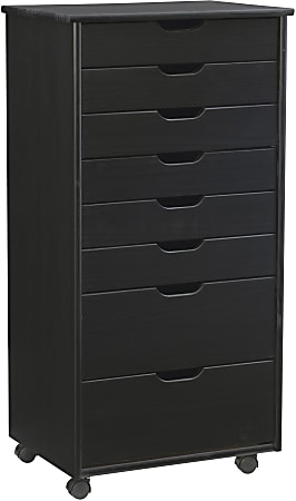 Linon Casimer 8-Drawer Rolling Home Office Storage Cart, Black