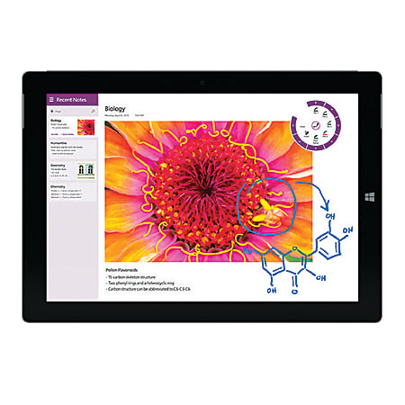 Microsoft® Surface 3 Tablet, 10.8" Full HD Screen, 4GB Memory, 128GB Storage, Windows® 10, Silver