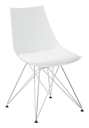 Ave Six Eiffel Bistro Chairs, White/Chrome, Pack Of 2