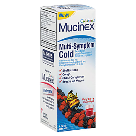 Mucinex Multi-Symptom Liquid Cold Formula, Very Berry, 4 oz. Bottle