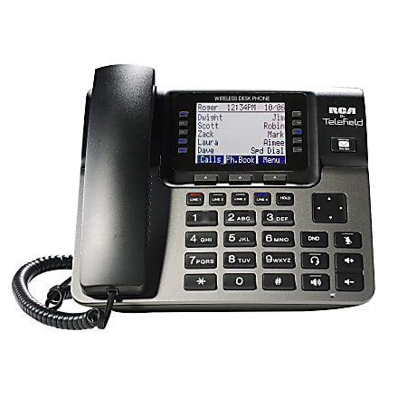 RCA Unison 4-Line DECT 6.0 Wireless Desk Phone And Corded Handset For Unison Expandable Phone Systems, U1100