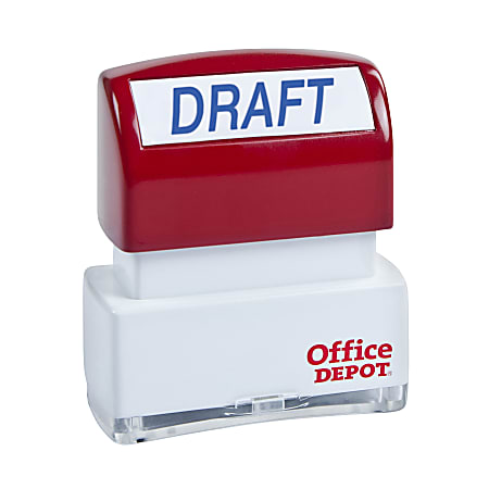 Office Depot® Brand Pre-Inked Message Stamp, "Draft", Blue