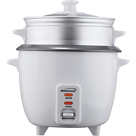 Brentwood 5-Cup Rice Cooker With Steamer, White
