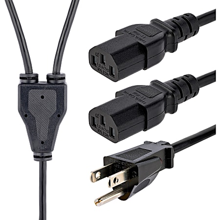 StarTech.com 10 ft Computer Power Cord - NEMA 5-15P to 2x C13 - C13 Y-Cable - Power Cord Y Splitter Cable