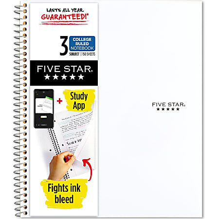 Five Star® Wirebound Notebook, 8-1/2" x 11", 3